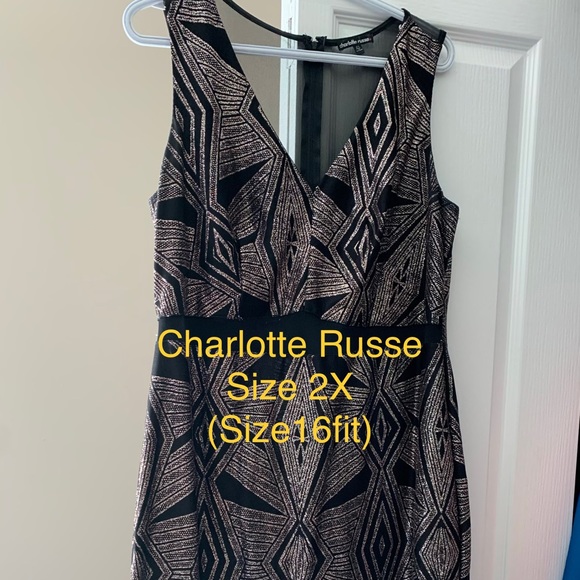2X sparkly rose gold and black bodycon dress